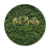 Lofaris Gold Oh Baby Green Grass Circle Shower Backdrop